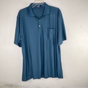 Polo Ralph Lauren 100% Silk Mens Polo Shirt‎ Deep Turquoise Size XL Excellent